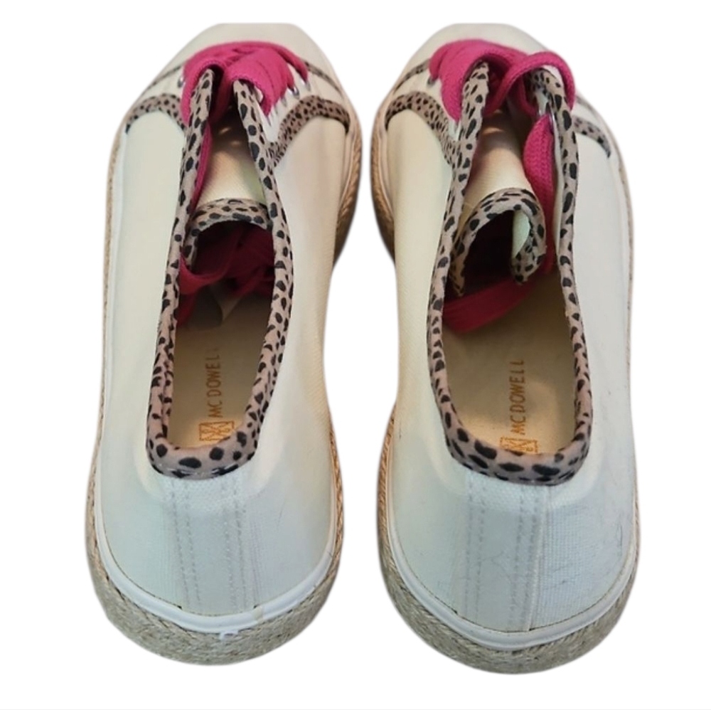 Michelle McDowell Cream Leopard Trim Braided Jute Womens Sneakers Sz 10 - Picture 3 of 11